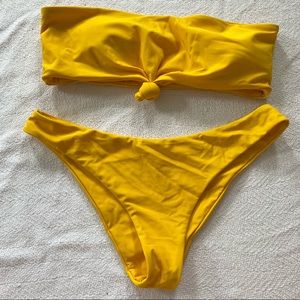 Yellow Knotted Bandeau Bikini